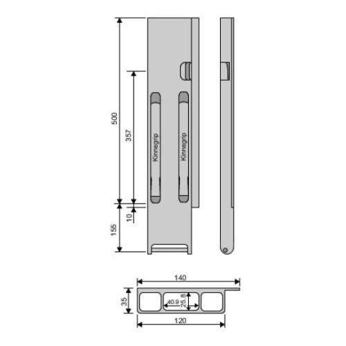 Стойка борта с замком, задняя, Kinnegrip 500/20 алюминий