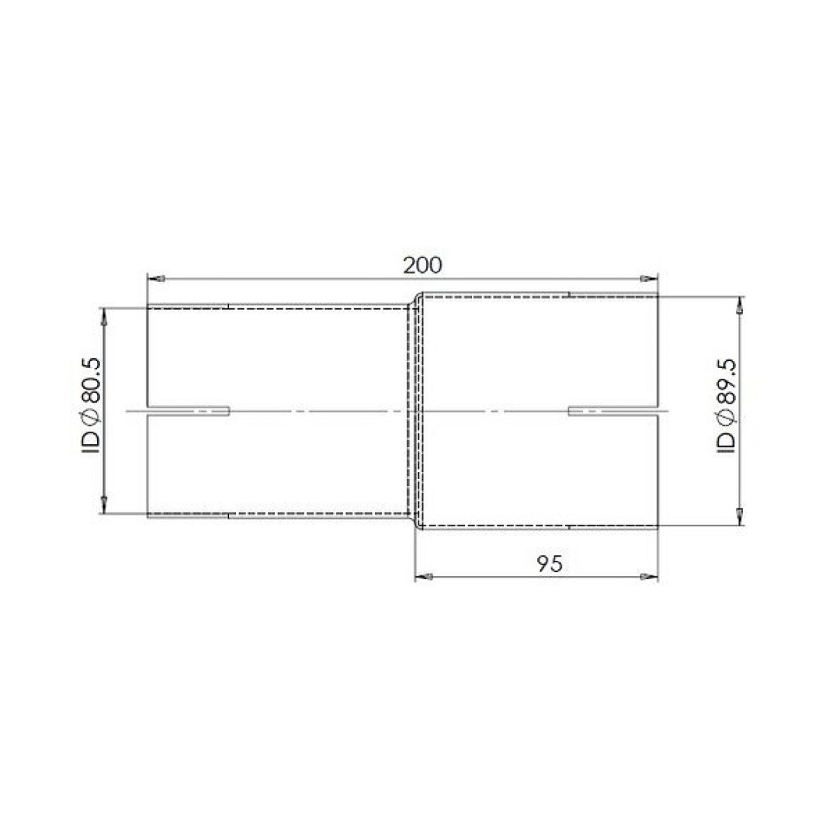 Ülemineku Toru Seest 80 / 89 Mm L 200 Mm