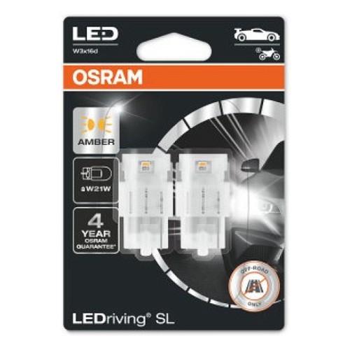 Светодиодная лампа 12V W3x16D 1.4W W21W жёлтая LEDriving SL 2 шт. Osram