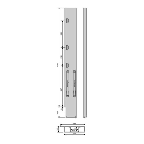 Стойка борта с замком, задняя, Kinnegrip 1100/20 широкая