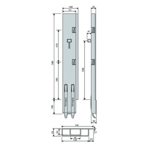 Стойка борта с замком, задняя, Kinnegrip 1000/V TIR широкая