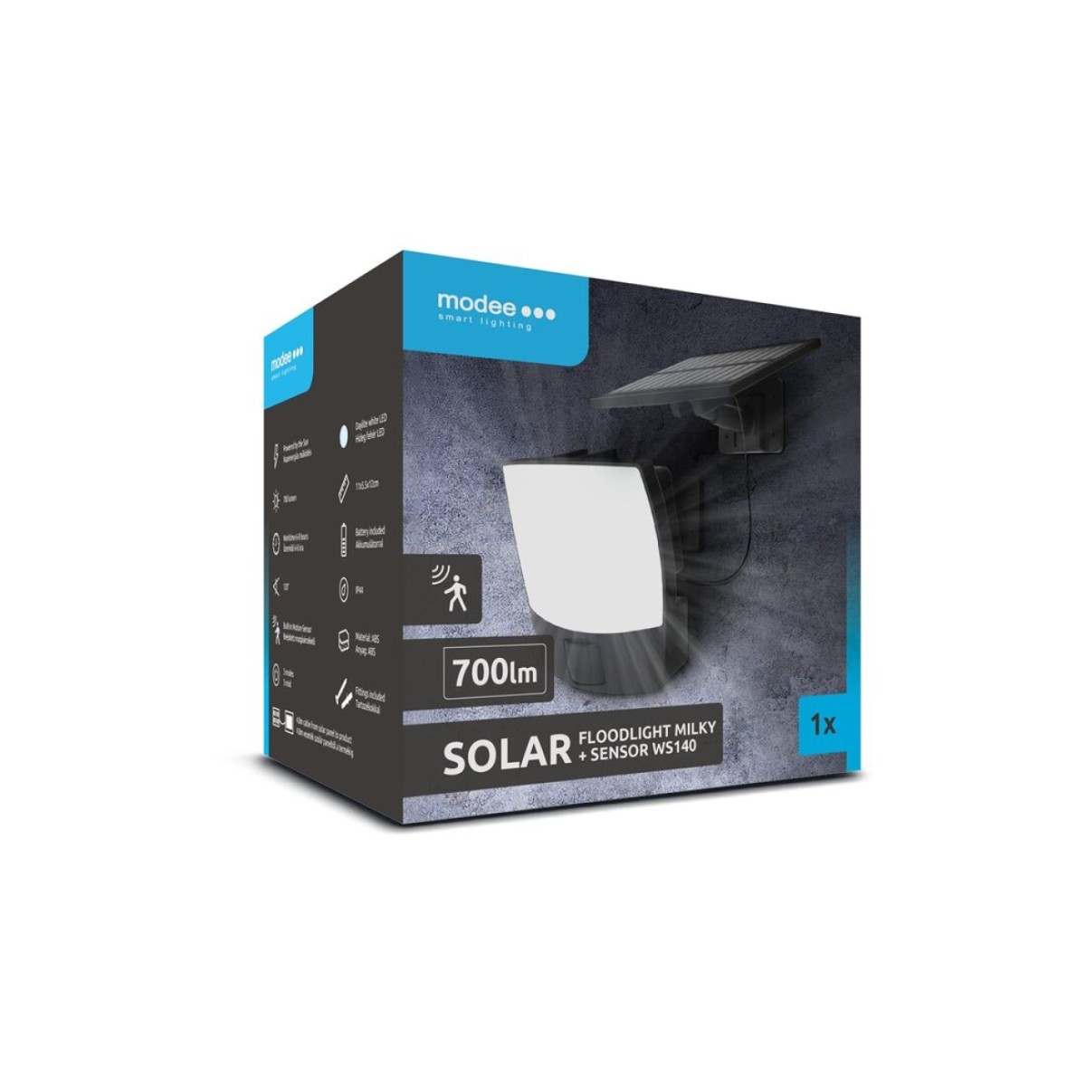 LED-prozektor Modee Lighting Solar WS140 700+300lm 6500-7000K, liikumisanduriga