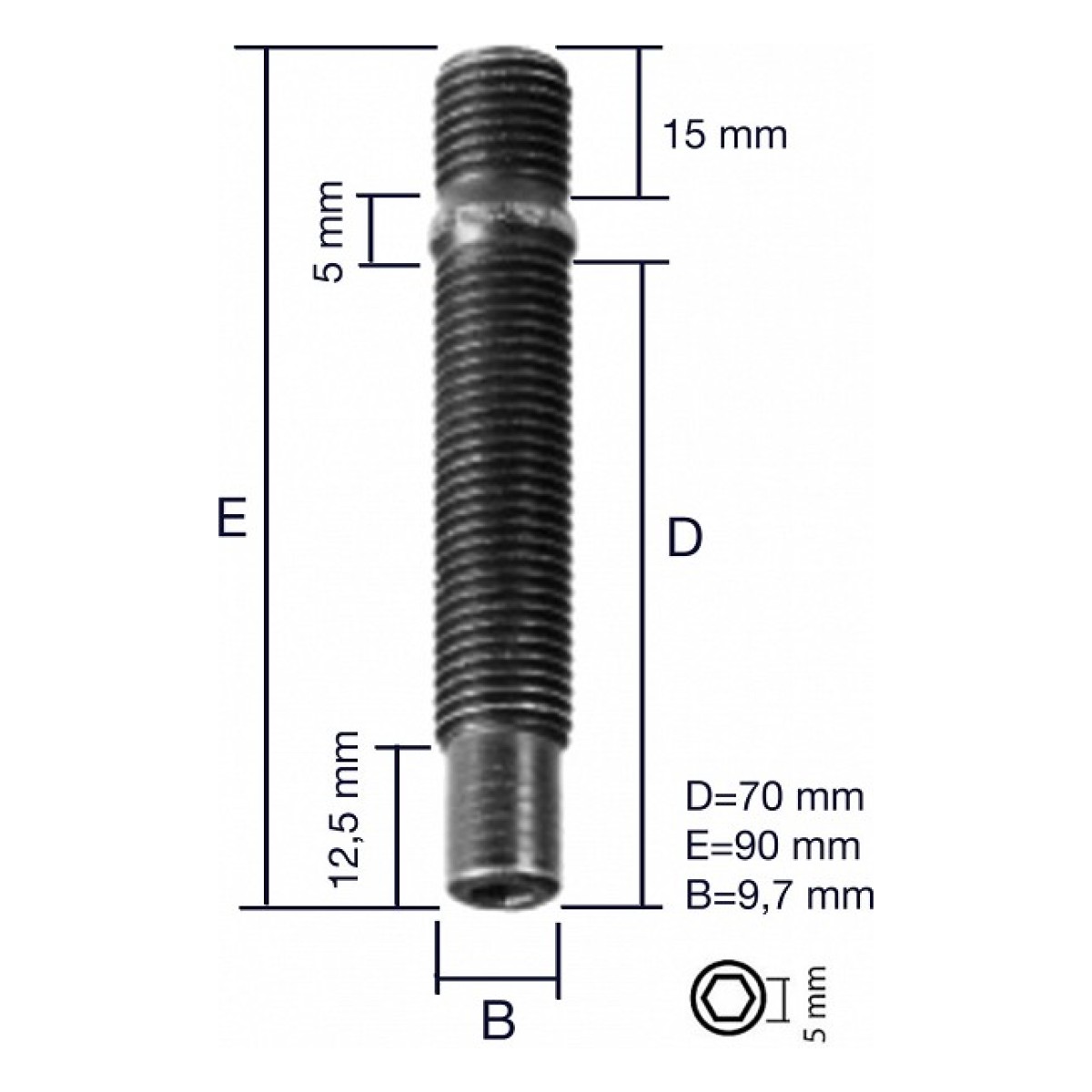 Tikkpolt Tp12X1.5/90 (P90) Pra90Ch5 Topeltkeermega