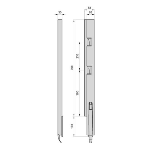 Боковая стойка Kinnegrip 800/V/2, сзади, узкий, слева