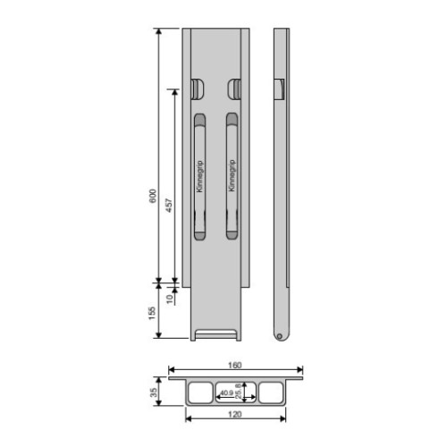 Стойка борта с замком, боковая, Kinnegrip 600/20 алюминий