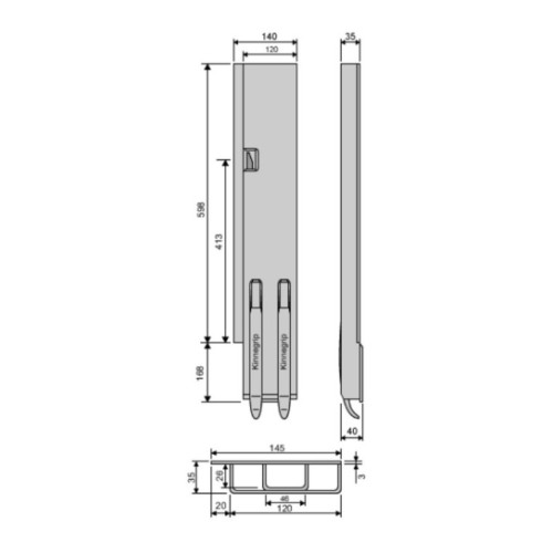 Стойка борта с замком, задняя, Kinnegrip 600/V широкая лев.