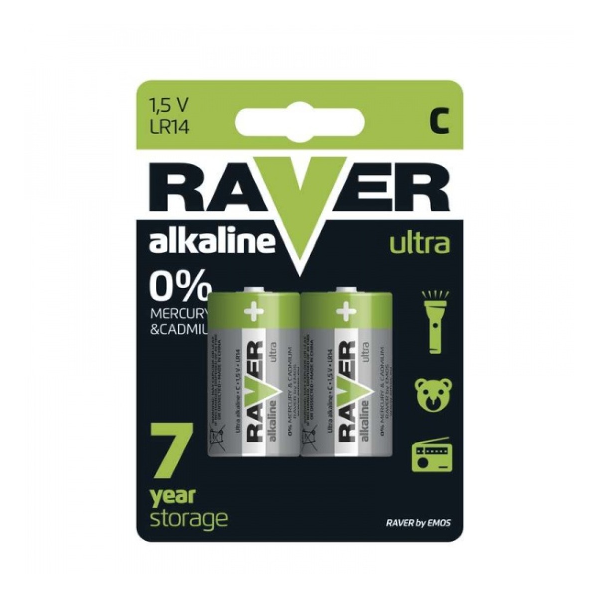 Leelispatarei Raver C 1.5V LR14 2tk pakis *