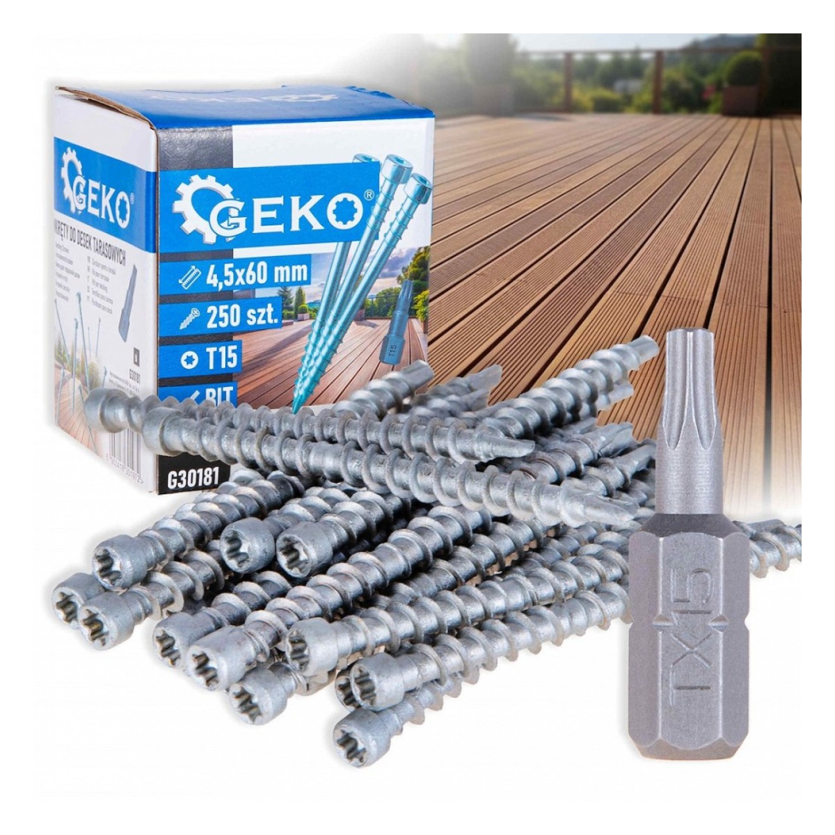 Terrassikruvi 4X60. T15. (250Tk) Geko