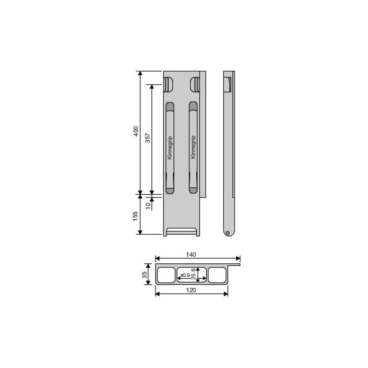 Стойка борта с замком, задняя, Kinnegrip 400/20/2 алюминий