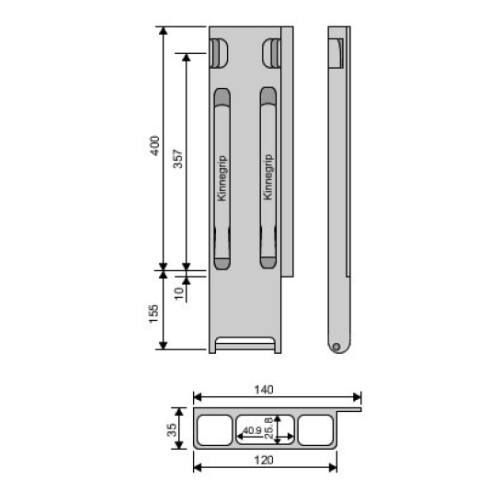 Стойка борта с замком, задняя, Kinnegrip 400/20/2 алюминий