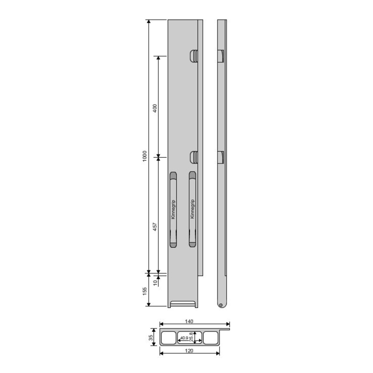 Kinnegrip 1000/20 алюминиевый задний