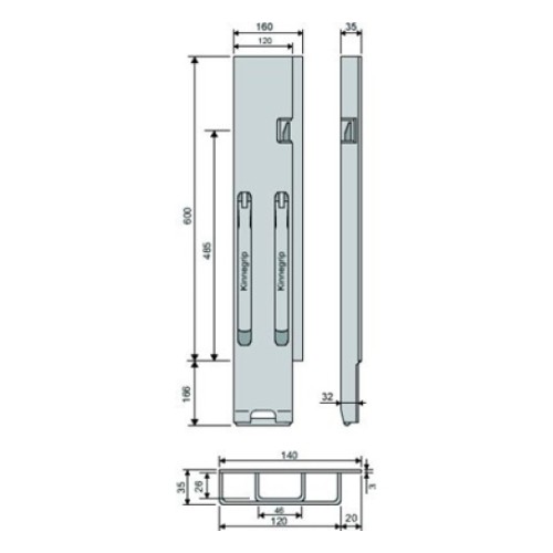 Стойка борта с замком, задняя, Kinnegrip 600/IV широкая прав.