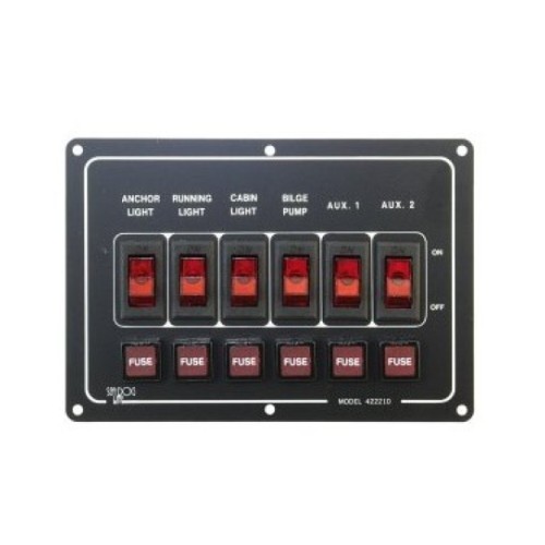 Панель переключателей, 6, горизонтальная, 12V, 30а