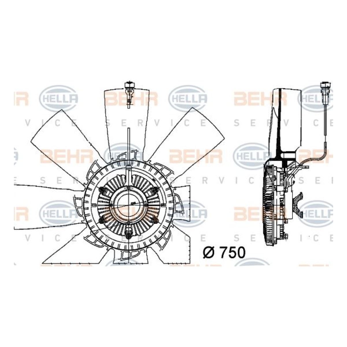 Volvo Visco электрический Hella 750mm 8Laba