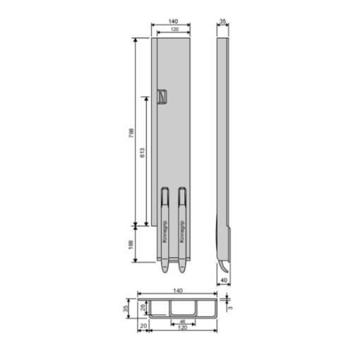 Стойка борта с замком, задняя, Kinnegrip 800/V широкая лев.