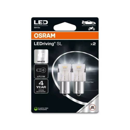 Светодиодная лампа P21W 12 В 1,4 Вт BA15s белая 6000K LEDriving SL 2 шт. Osram