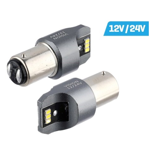 Светодиодная лампа 12V/24V BAY15D 5W P21/5W Canbus белая 2 шт. Vision