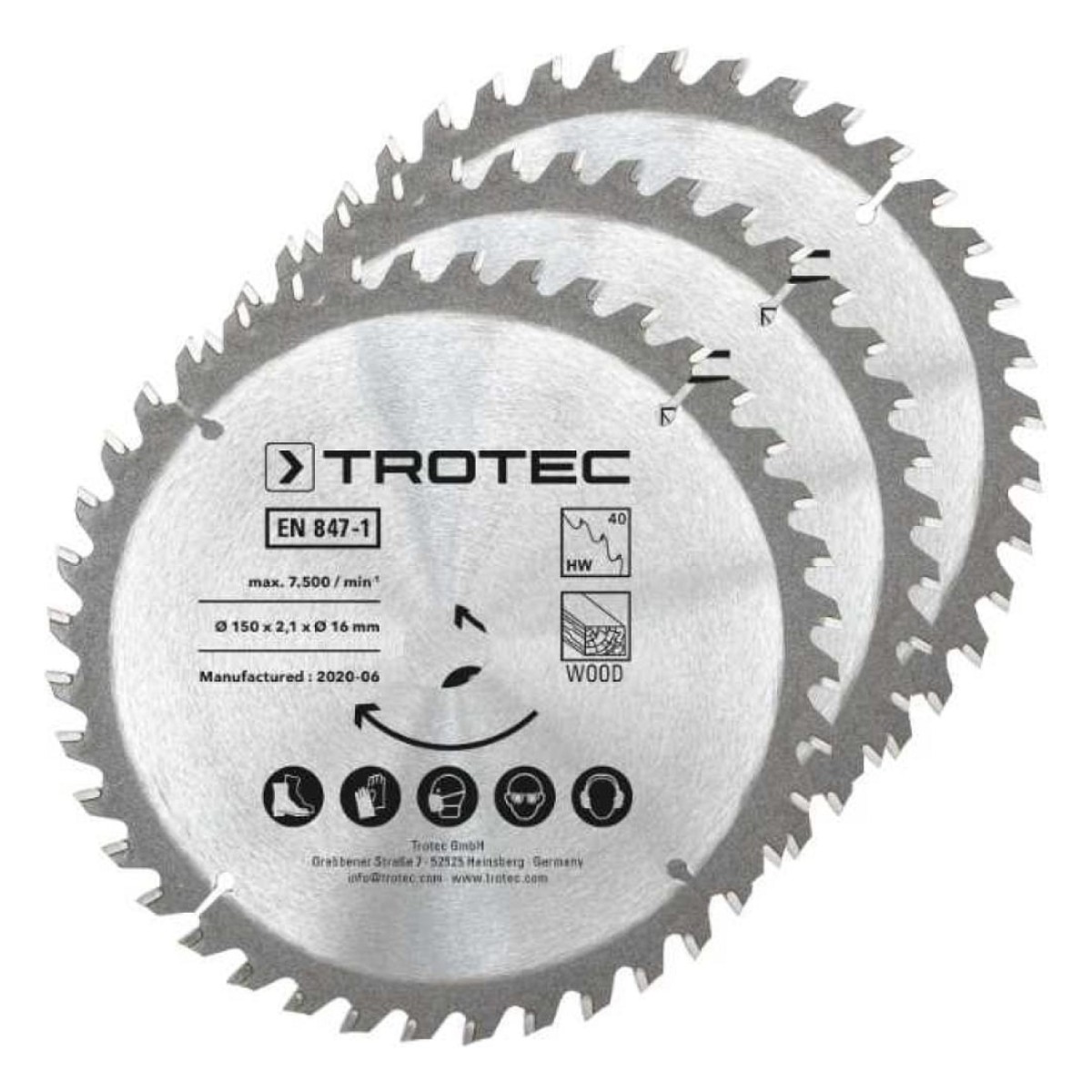 Saeketas 150X16X2.1 40T Puidule 3Tk Trotec