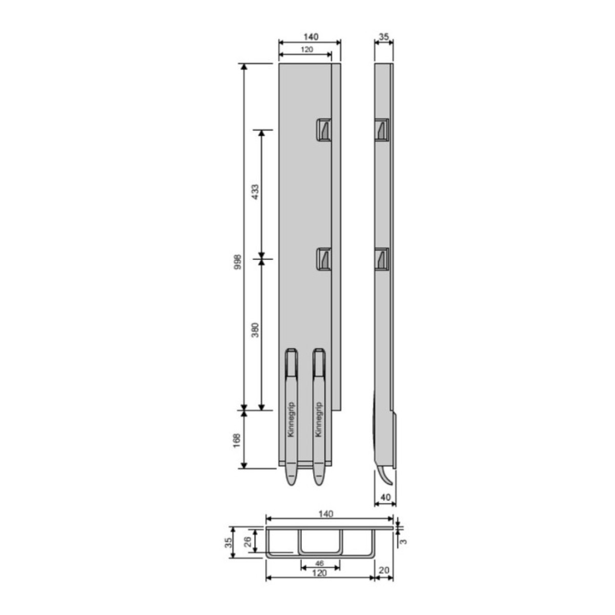 Стойка борта с замком, задняя, Kinnegrip 1000/V широкая прав.