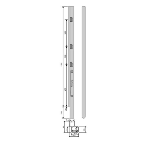 Стойка борта с замком, передняя, Kinnegrip 1100/20 алюминий