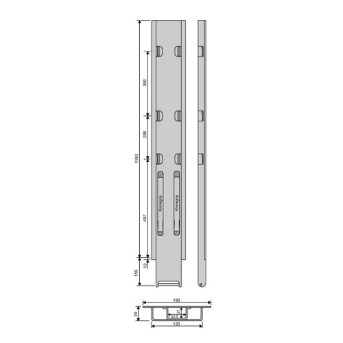 Стойка борта с замком, боковая, Kinnegrip 1200/20