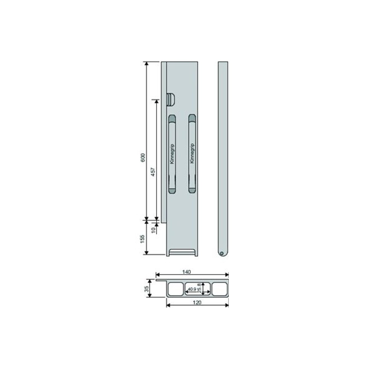 Стойка борта с замком, задняя, Kinnegrip 600/20 алюминий