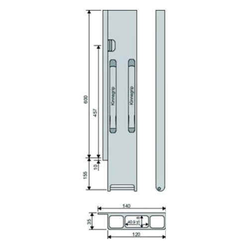 Стойка борта с замком, задняя, Kinnegrip 600/20 алюминий