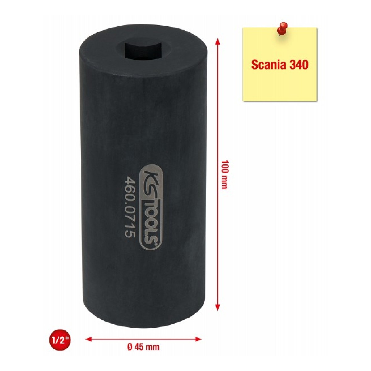 8-Kant Pihusti Padrun Scania 38Mm 1/2" Ks Tools