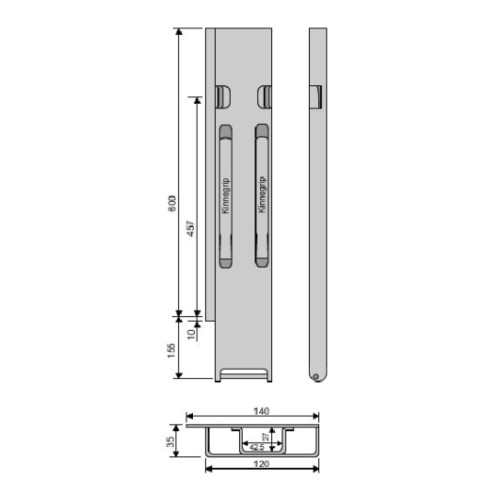Боковая стойка Kinnegrip 600/20/2, сзади, слева