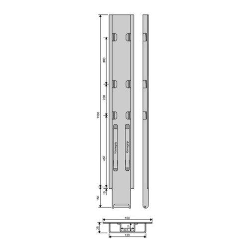 Стойка борта с замком, боковая, Kinnegrip 1100/20