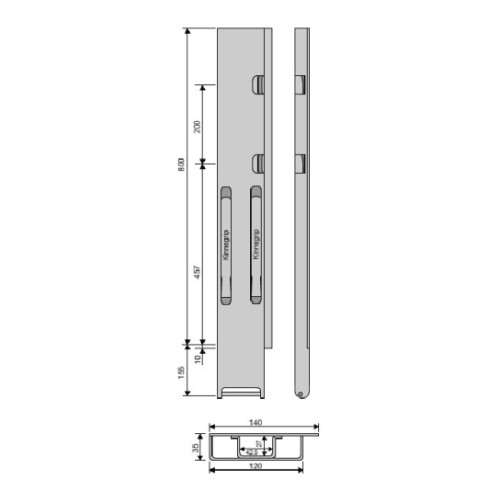 Боковая стойка Kinnegrip 800/20/2, сзади, слева 5208801
